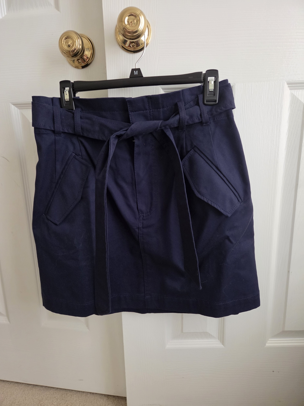 LOFT Navy Mini Skirt with Tie Waist